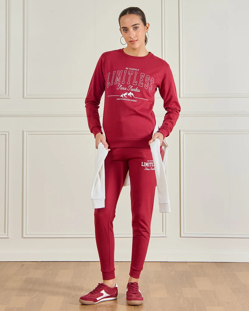 REDTAG Women Burgundy Basic Sweatshirt