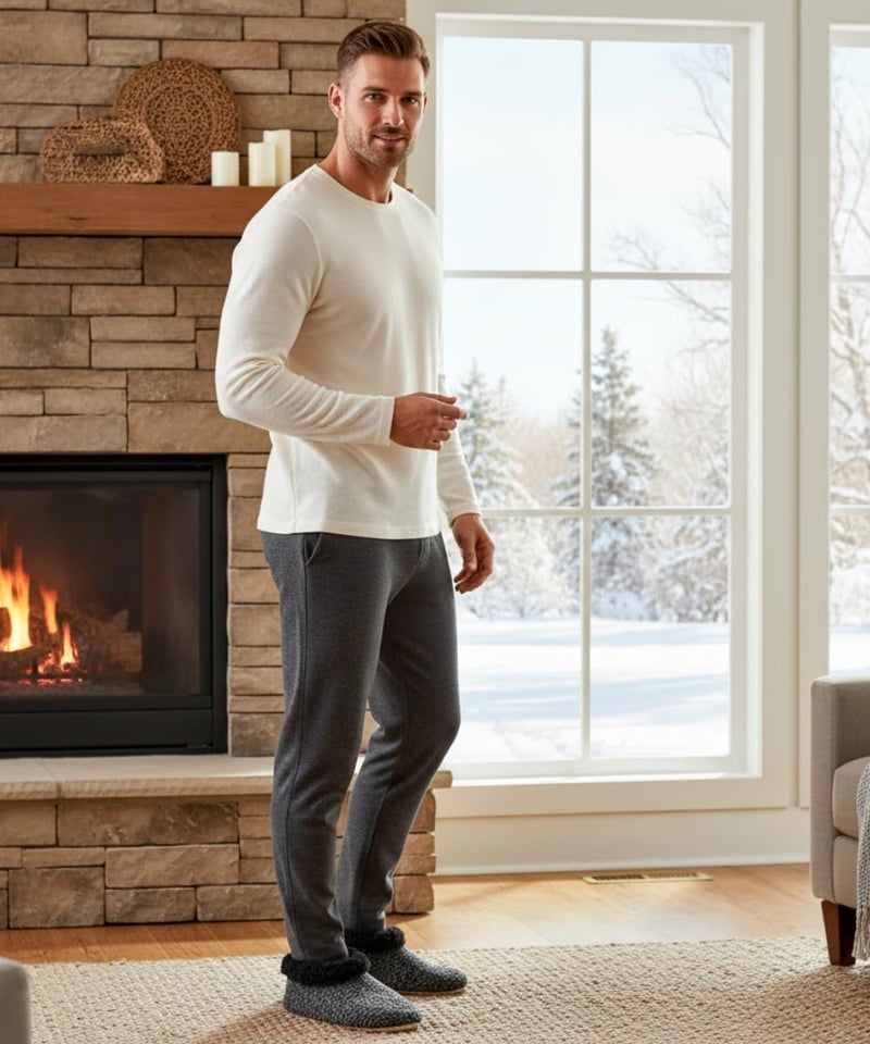 cosyone1997 2-Pair Soft Slippers for Men Indoor Sherpa Fleece Lined, Bedroom Fuzzy Socks Non-slip Gripper Soles, Winter Warm House Shoes, Cozy Gifts for Christmas Birthday Unique, Adult Size 12-13 - Image 3