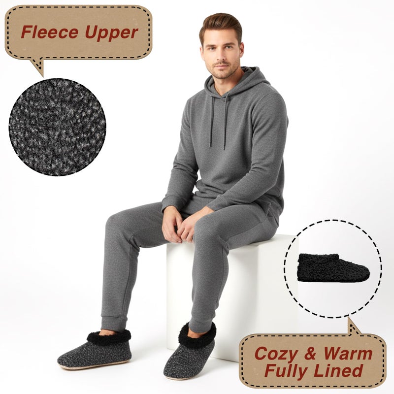 cosyone1997 2-Pair Soft Slippers for Men Indoor Sherpa Fleece Lined, Bedroom Fuzzy Socks Non-slip Gripper Soles, Winter Warm House Shoes, Cozy Gifts for Christmas Birthday Unique, Adult Size 12-13 - Image 4