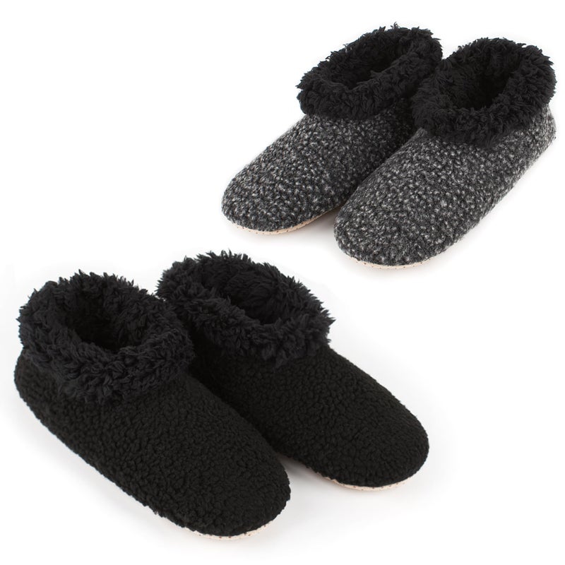 cosyone1997 2-Pair Soft Slippers for Men Indoor Sherpa Fleece Lined, Bedroom Fuzzy Socks Non-slip Gripper Soles, Winter Warm House Shoes, Cozy Gifts for Christmas Birthday Unique, Adult Size 12-13 - Image 1