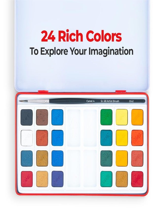 Camel Artist Water Colour Cakes 24 Assorted Shades | Rich Pigments & Vibrant Colors | Ideal for Artists & Hobbyists - Image 2