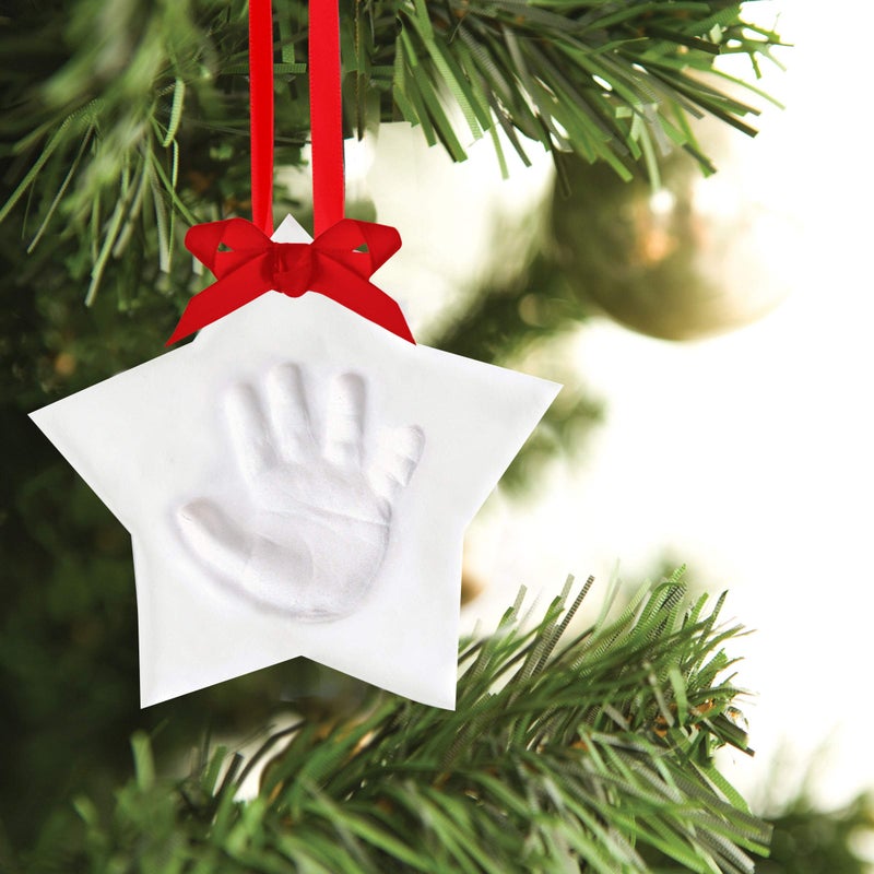 Tiny Ideas Newborn Star Babyprints Ornament, Baby's First Christmas Holiday Keepsake, Newborn Handprint or Footprint Clay Kit, Easy No-Bake DIY Impression, Gender-Neutral Baby Gift - Image 3