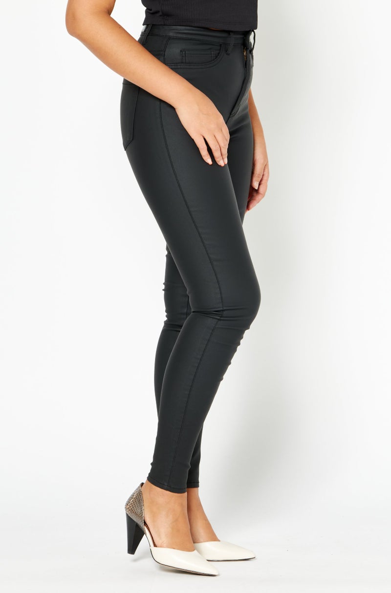 ONLY سروال نسائي عالي الخصر قابل للتمدد بطول 30، أسود - Image 2