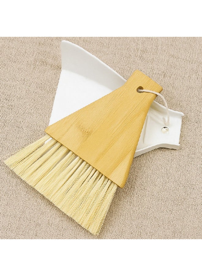 هابي هوم طقم مجرفة وفرشة خشبية للتنظيف، تصميم أنيق من الخشب الطبيعي بمقبض مريح وشعيرات ناعمة، أداة تنظيف منزلية متعددة الاستخدامات للمطبخ وغرفة المعيشة والمكتب، سهلة التخزين والاستخدام اليومي - Image 2