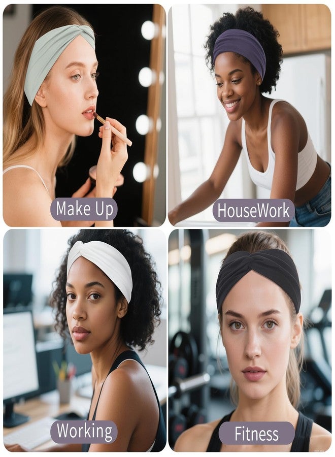 Panleding 8 Pcs Stretchy Headbands for Women, Absorbed Sport Headband Soft Twist Knotted Hairbands for Daily Life Yoga Workout(Widen) - Image 4
