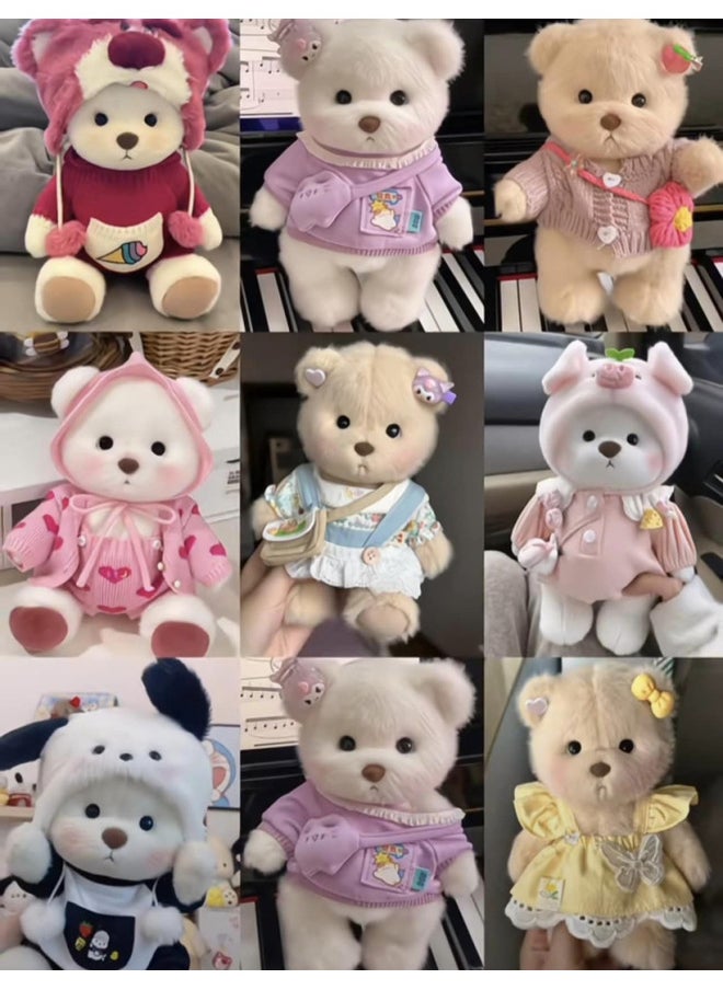 Generic - Genuine Bear Gives Girlfriend Na Plush Toy Doll Girlfriend Birthday Gift Doll Girl Gift-Specification:30cm Bear-[gift Bag Packaging] (send Small Clothes)-Color:Milk White Bear 30cm+ [acne Duck Set - Image 1
