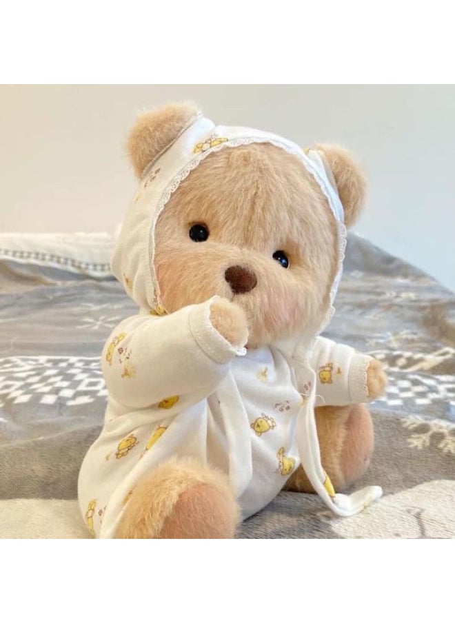Generic - Genuine Bear Gives Girlfriend Na Plush Toy Doll Girlfriend Birthday Gift Doll Girl Gift-Specification:30cm Bear-[gift Bag Packaging] (send Small Clothes)-Color:Milk White Bear 30cm+ [acne Duck Set - Image 1