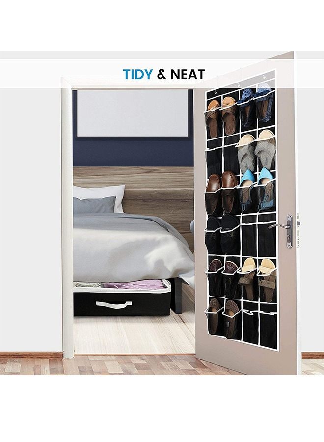 ZOBER Over the Door Shoe Organizer - 24 Breathable Pockets, Hanging Shoe Holder for Maximizing Shoe Storage, Accessories, Toiletries, Laundry Items. 64in x 18in - Image 2