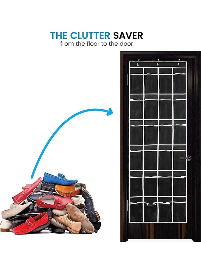 ZOBER Over the Door Shoe Organizer - 24 Breathable Pockets, Hanging Shoe Holder for Maximizing Shoe Storage, Accessories, Toiletries, Laundry Items. 64in x 18in - Image 4