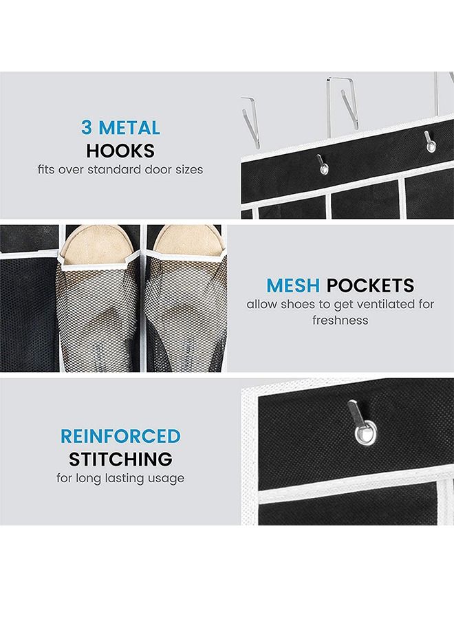 ZOBER Over the Door Shoe Organizer - 24 Breathable Pockets, Hanging Shoe Holder for Maximizing Shoe Storage, Accessories, Toiletries, Laundry Items. 64in x 18in - Image 3