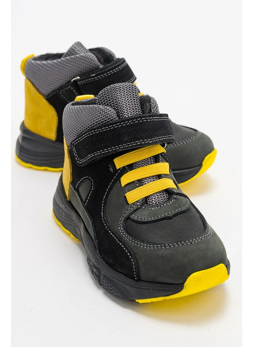 ام ان بي سي Boy Gray-Yellow Genuine Leather Anatomical Casual Boots