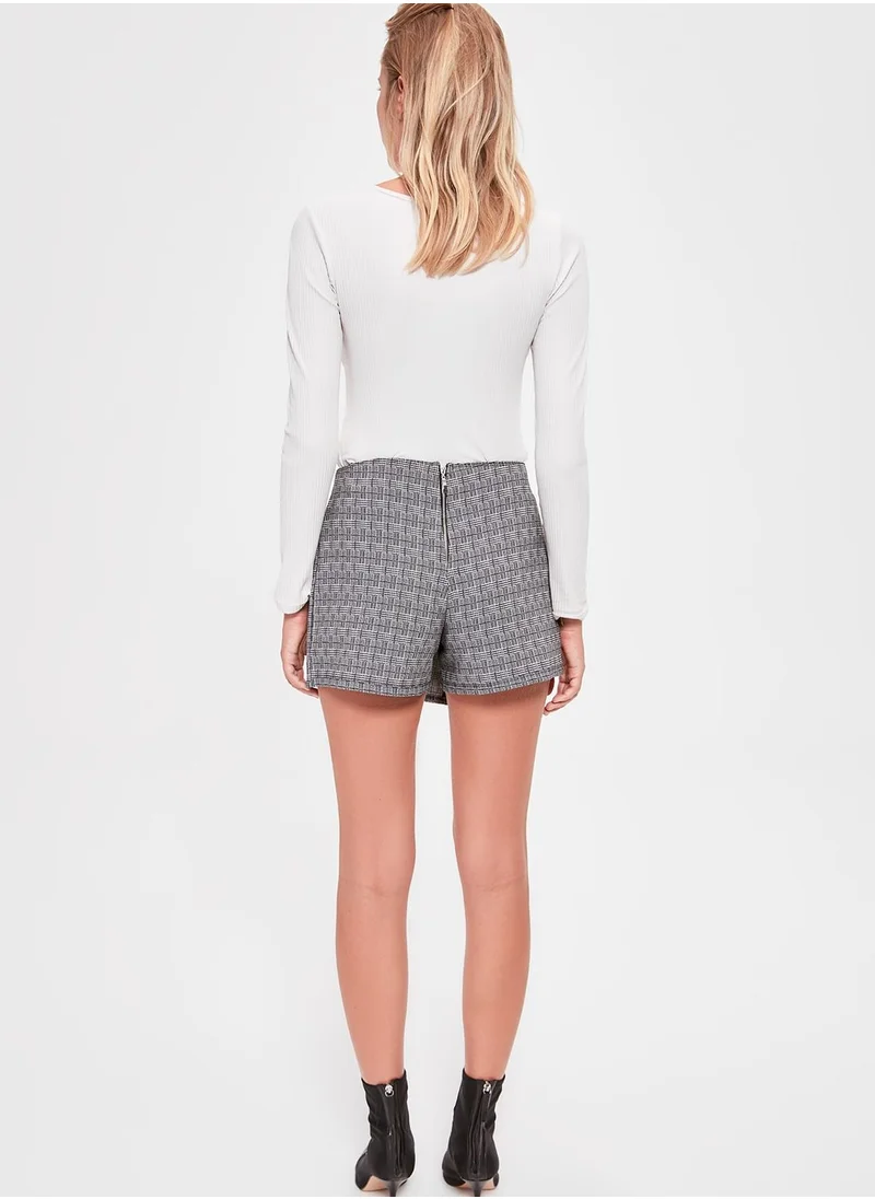 trendyol Button Detail Checked Shorts
