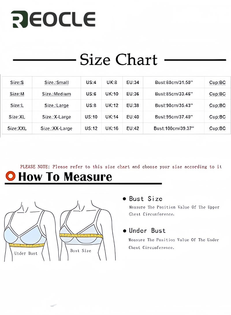REOCLE Women's Front Close Bra with Rose Print Wirefree Soft Cotton Bra Back Support Posture Full Coverage Bra for Women Daily Wear - Image 2