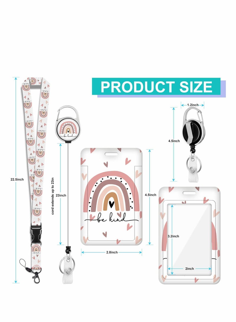 XiuWoo ID Badge Holder with Lanyard and Retractable Reel Clip, Boho Card Name Tag Vertical Protector Bage Clips for Nurse Nursing Doctor Student - Image 4