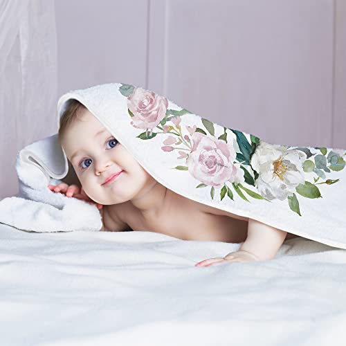 fundich Baby Milestone Blanket Girl|Newborn Monthly Milestone Blanket|Rose Nursery Decor|Baby Girl Photo Background Prop Picture Blanket with Wreath and Headband - Image 5