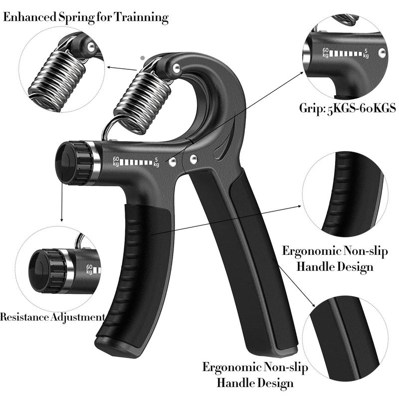 jaexest Hand Grip Strengthener with Adjustable Resistance 11-132 Lbs (5-60kg), Wrist Strengthener, Forearm Gripper, Hand Workout Squeezer, Grip strength Trainer, Hand Grip Exerciser for Men and Women - Image 5