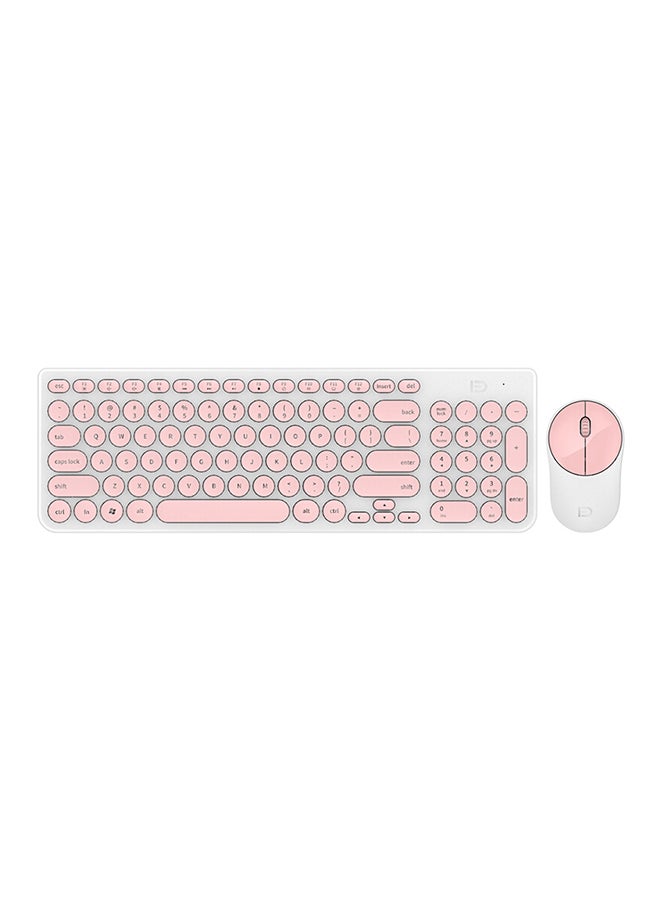 Cute Round Key Wireless IK6630 Keyboard And Mouse Set Pink - Image 1