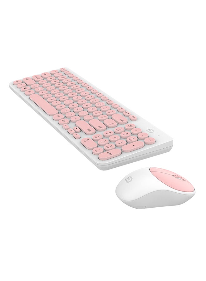 Cute Round Key Wireless IK6630 Keyboard And Mouse Set Pink - Image 2