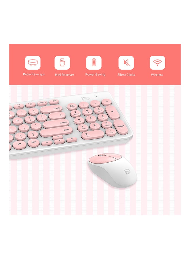 Cute Round Key Wireless IK6630 Keyboard And Mouse Set Pink - Image 3