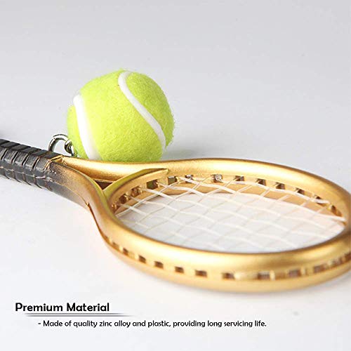 AUHOKY 6Pcs Mini Tennis Racket Keychain Key Ring, Fashionable Alloy Tennis Ball Split Ring, Sport Style Split Keychain for Sport Lovers Team - Exquisite & Lightweight(6 Colors) - Image 2
