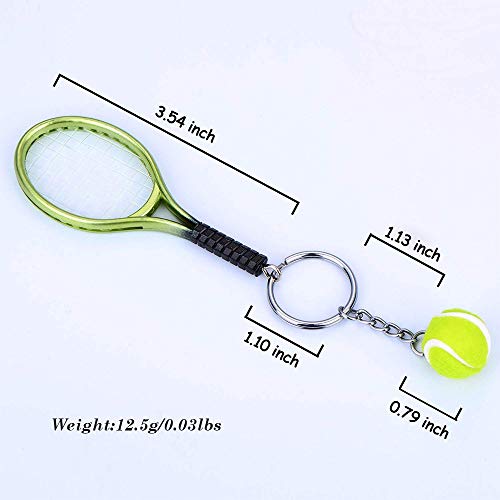 AUHOKY 6Pcs Mini Tennis Racket Keychain Key Ring, Fashionable Alloy Tennis Ball Split Ring, Sport Style Split Keychain for Sport Lovers Team - Exquisite & Lightweight(6 Colors) - Image 5