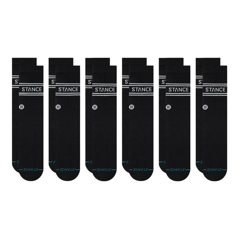 Stance Vital Crew Sock 6-Pack for Men and Women, Black, Small - Image 1