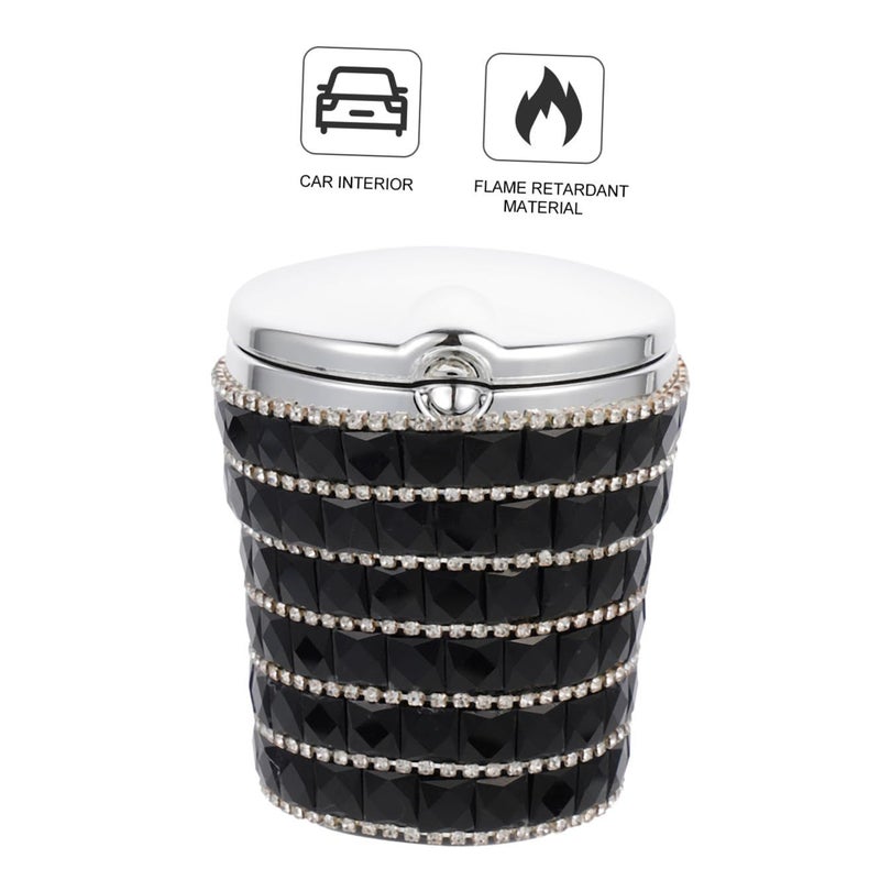 LED Car Ashtray with Lid Smokeless Plastic Rhinestone Ash Tray with LED Light for Vehicle Interior - Image 4