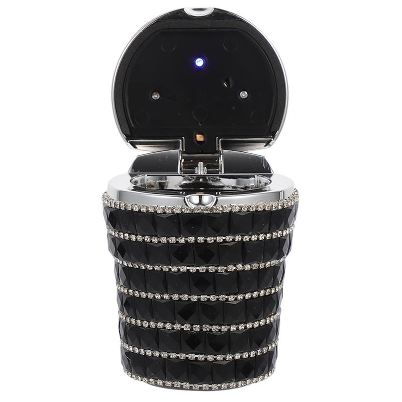 LED Car Ashtray with Lid Smokeless Plastic Rhinestone Ash Tray with LED Light for Vehicle Interior - Image 2
