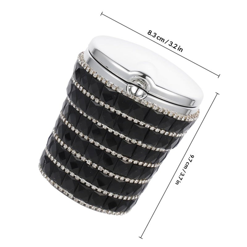 LED Car Ashtray with Lid Smokeless Plastic Rhinestone Ash Tray with LED Light for Vehicle Interior - Image 3