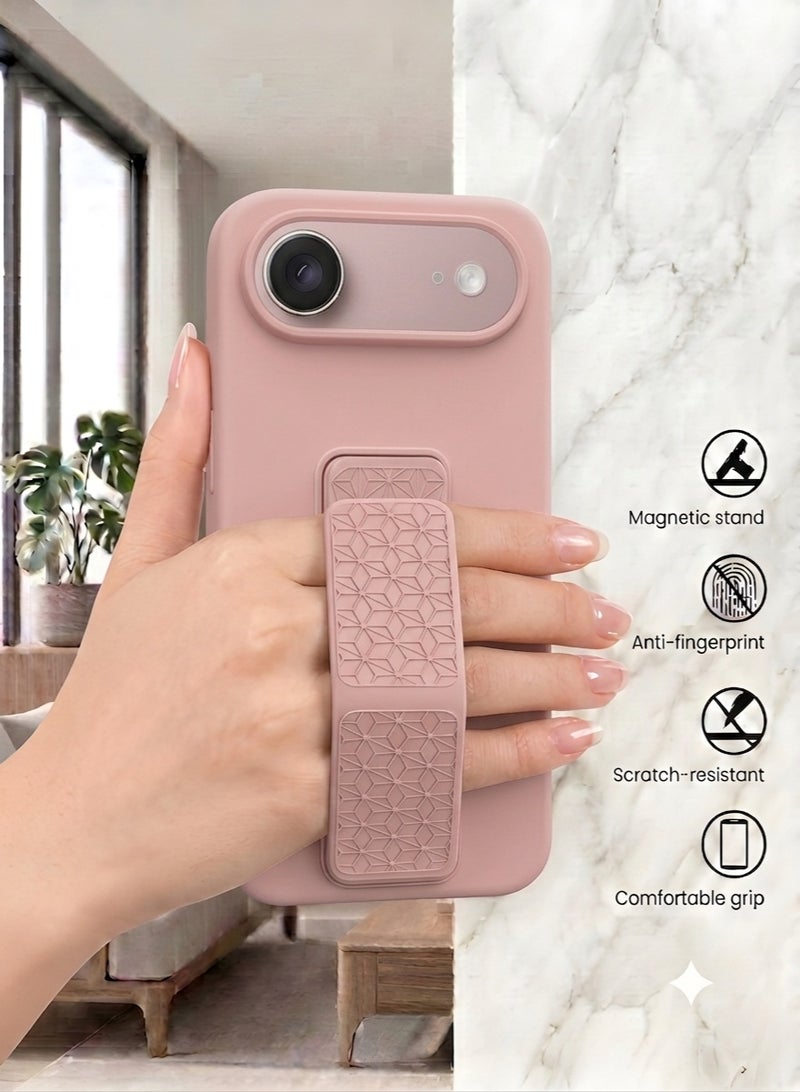 جراب سيليكون لهاتف iPhone 17 Air مزود بحزام تثبيت وحامل (مسند)؛ غطاء ناعم يدعم الوضعين الرأسي والأفقي، مع حماية كاملة للكاميرا، مخصص لهاتف iPhone 17 Air (مقاس 6.5 بوصة). - Image 3