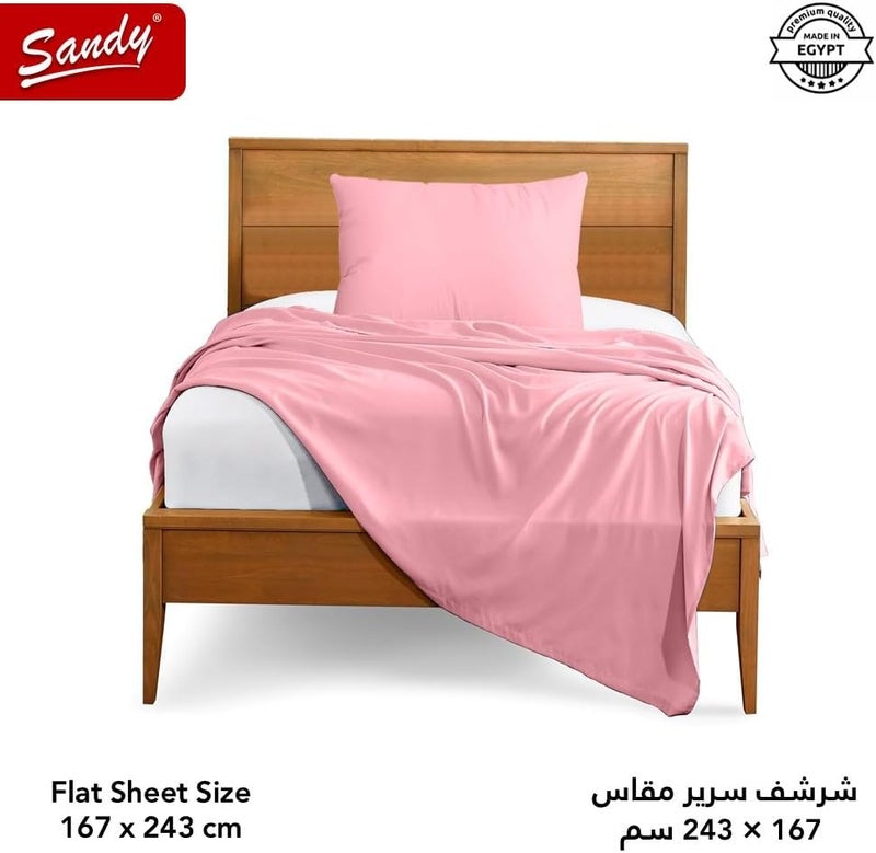 Premium Hotel Quality Flat Sheet and Pillow Case, Bed Sheet 2 Pieces Set, Soft & Breathable and Cooling, Extra Twin Size 243 x 167 cm, Light Pink - Image 3