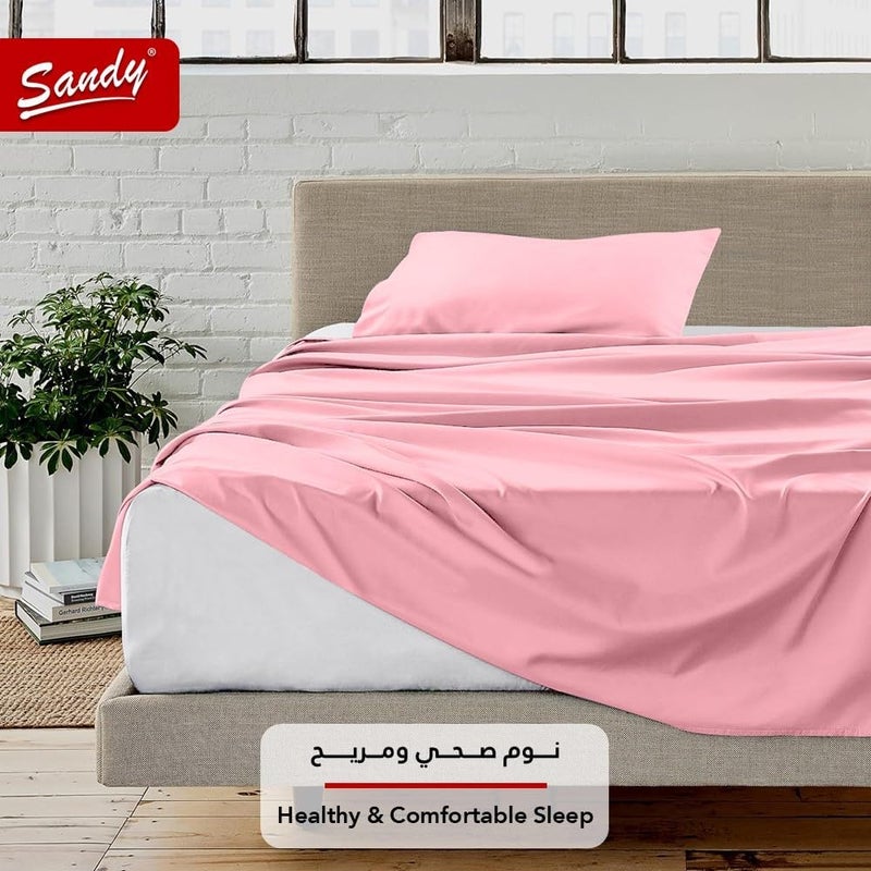 Premium Hotel Quality Flat Sheet and Pillow Case, Bed Sheet 2 Pieces Set, Soft & Breathable and Cooling, Extra Twin Size 243 x 167 cm, Light Pink - Image 2