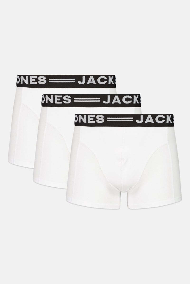 JACK & JONES Men 3 Pcs Brand Logo Trunks, White - Image 1