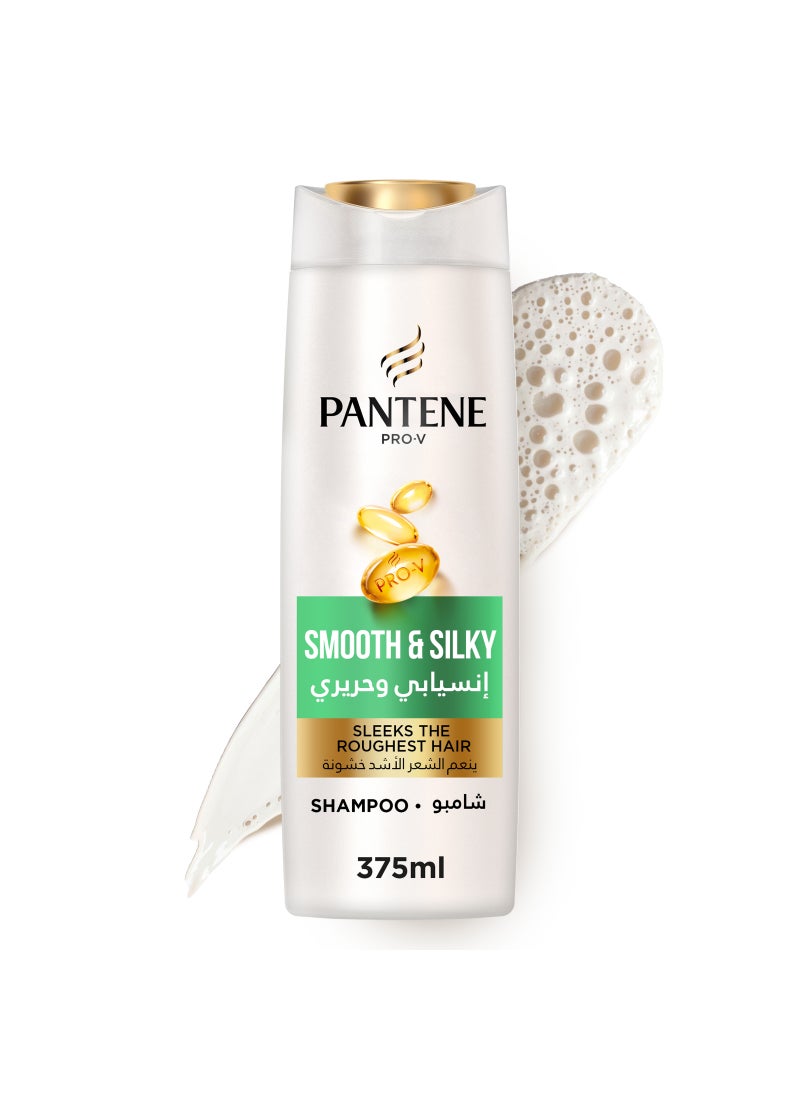 Pantene Pro V Smooth And Silky Shampoo Sleeks The Roughest Hair 375ml - Image 1
