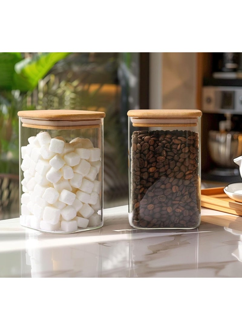 الحفاظ على سيد الحفاظ على مجموعة رئيسية من 6 مربع 1300 مللي مجموعة حاويات تخزين المطبخ ، جرة زجاجية لتخزين المطبخ ، الجرار الزجاجية مع غطاء الخيزران ، حاويات زجاجية واضحة للدقيق والسكر والقهوة وحاوية الأرز ، جرة الحلوى - Image 3