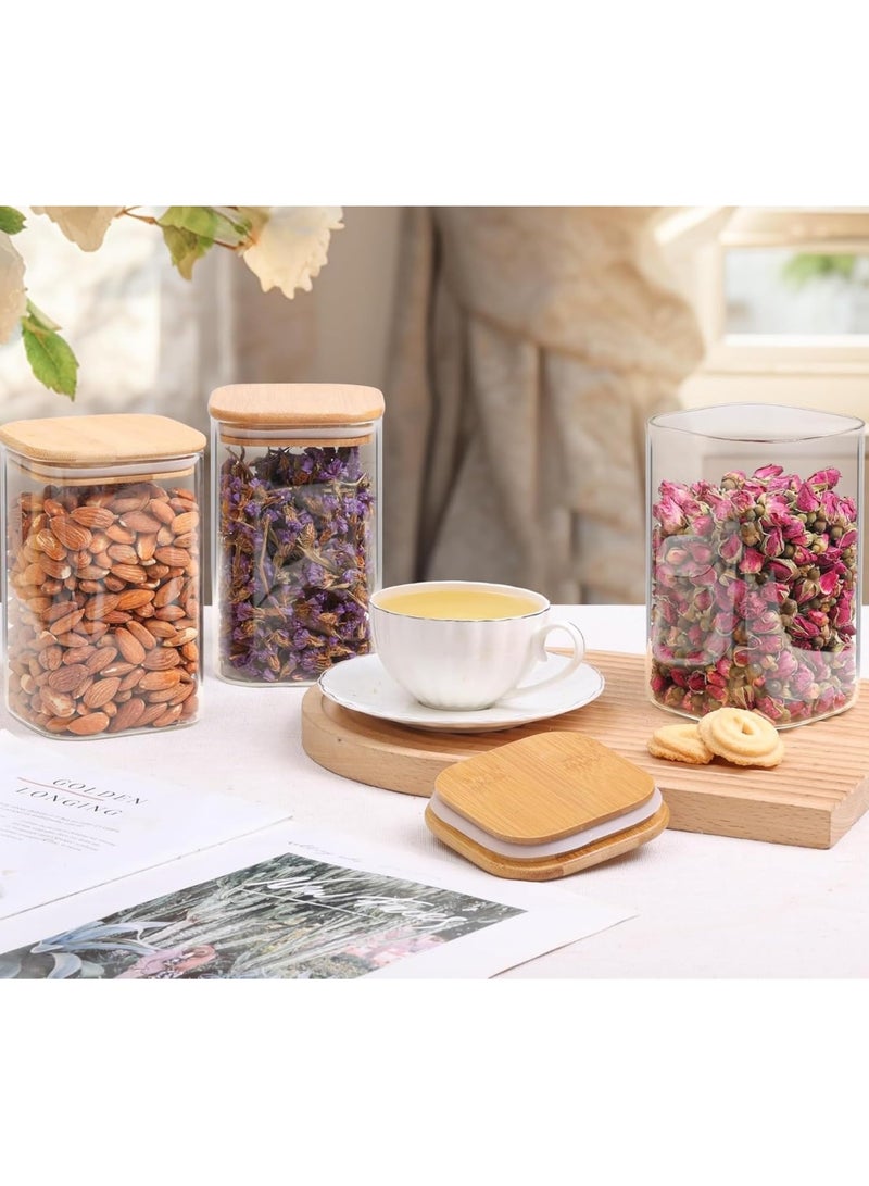 الحفاظ على سيد الحفاظ على مجموعة رئيسية من 6 مربع 1300 مللي مجموعة حاويات تخزين المطبخ ، جرة زجاجية لتخزين المطبخ ، الجرار الزجاجية مع غطاء الخيزران ، حاويات زجاجية واضحة للدقيق والسكر والقهوة وحاوية الأرز ، جرة الحلوى - Image 4