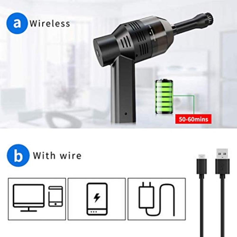 Electric Air Duster Blower - Keyboard Cleaner for PC Laptop Console Electronics Home Cleaning Eco-Friendly Alternative to Spray Air Can 3 PCS Set Compact Portable Design USB Rechargeable - Image 3