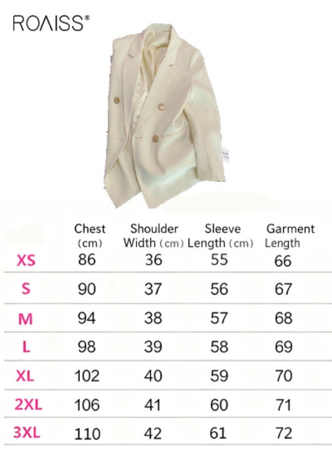 رويس سترة عمل كاجوال نسائية، معطف مكتب كاجوال بلون واحد، معطف كلاسيكي مفتوح من الأمام بأزرار - Image 5