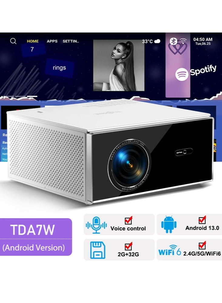 ثونديل جهاز عرض مزود بشبكة واي فاي 6 وبلوتوث، جهاز عرض محمول يدعم دقة 4K 1080 بكسل، التركيز التلقائي وحجر الزاوية، التكبير، فيلم أصلي بدقة 1080 بكسل، جهاز عرض سينمائي منزلي متوافق مع/HDMI/USB/الهاتف/الكمبيوتر المحمول/عصا التلفزيون - Image 2