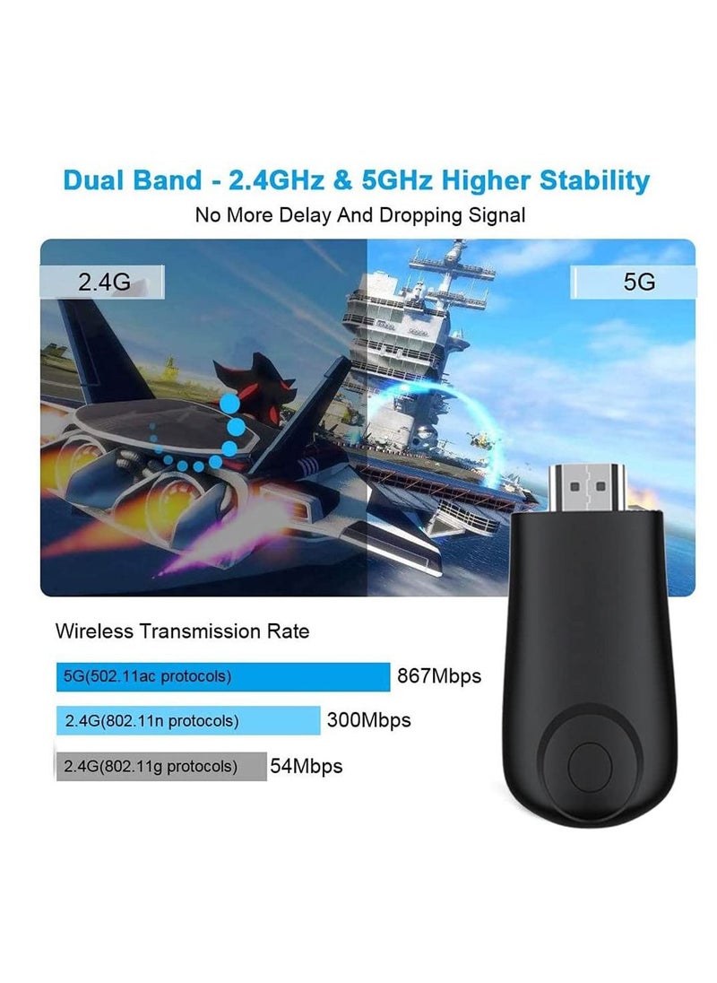 Excefore - Wireless HDMI Transmitter and Receiver, Wireless HDMI Display Adapter, 1080P HDMI Screen Mirroring Adapter Streaming Client for i-Phone/i-Pad/Android/iOS/Windows/PC to HD TV/Monitor/Projector - Image 1
