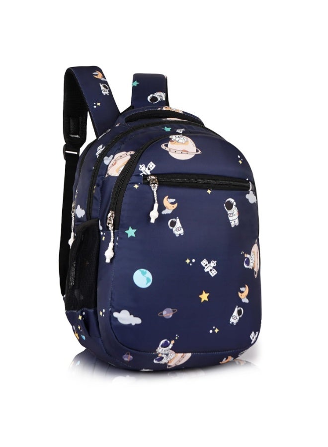 هاف مون Half Moon Kids School Bag | 25L Space-Dino-Rocket Themed Backpack for Boys & Girls | Pre Nursery to Class 2 | Ideal for School, Travel & Picnic (2-8 Years) (Navy) - Image 2