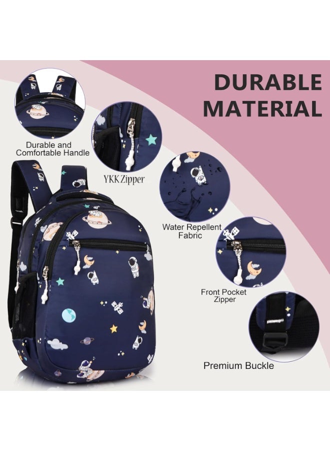 هاف مون Half Moon Kids School Bag | 25L Space-Dino-Rocket Themed Backpack for Boys & Girls | Pre Nursery to Class 2 | Ideal for School, Travel & Picnic (2-8 Years) (Navy) - Image 3
