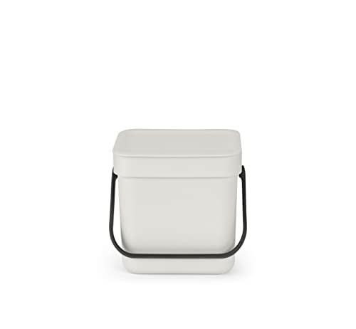 Brabantia Sort & Go Food Trash Can (0.8 Gal/Light Gray) Small Countertop Kitchen Compost Caddy with Handle & Removable Lid, Easy Clean - Image 3
