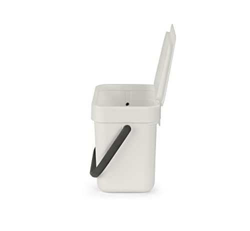 Brabantia Sort & Go Food Trash Can (0.8 Gal/Light Gray) Small Countertop Kitchen Compost Caddy with Handle & Removable Lid, Easy Clean - Image 4