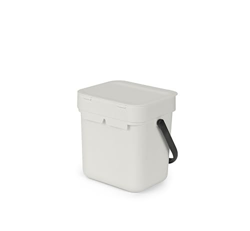 Brabantia Sort & Go Food Trash Can (0.8 Gal/Light Gray) Small Countertop Kitchen Compost Caddy with Handle & Removable Lid, Easy Clean - Image 5