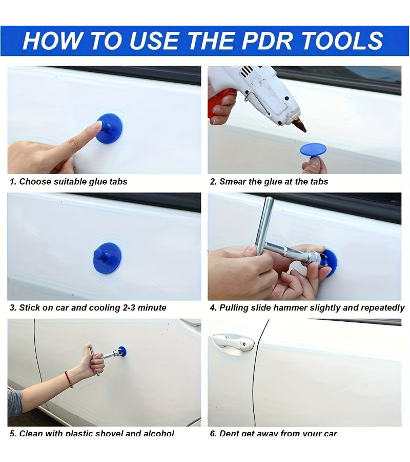 Car Dent Repair Kit 29PCS with T Puller and Rubber Bars - Image 4
