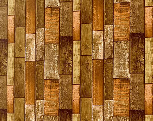 Eurotex Wood Design Wallpaper for Covering Living Room, Bedroom Walls (PVC, Size 21" inch X 33ft, Roll- 57sqft, Dark Multi Color Wooden Stripes) - Image 5