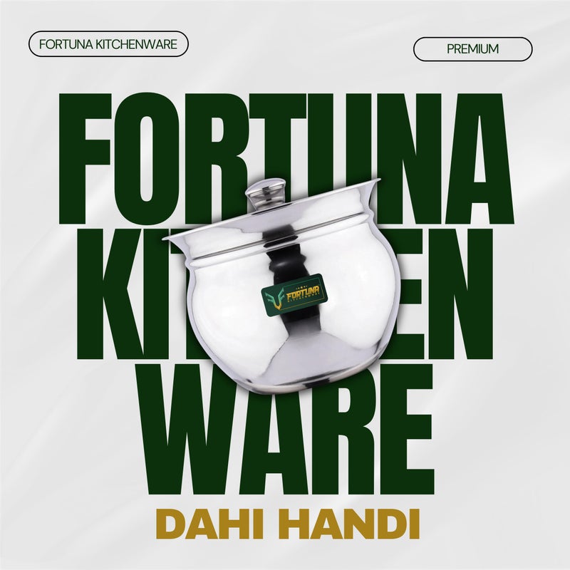 Fortuna Kitchenware, 1000ml, 20 Gauge Stainless Steel Dahi Handi/Curd Pot with Lid | Stainless Steel Handi for Kitchen (1 Litre) - Image 2
