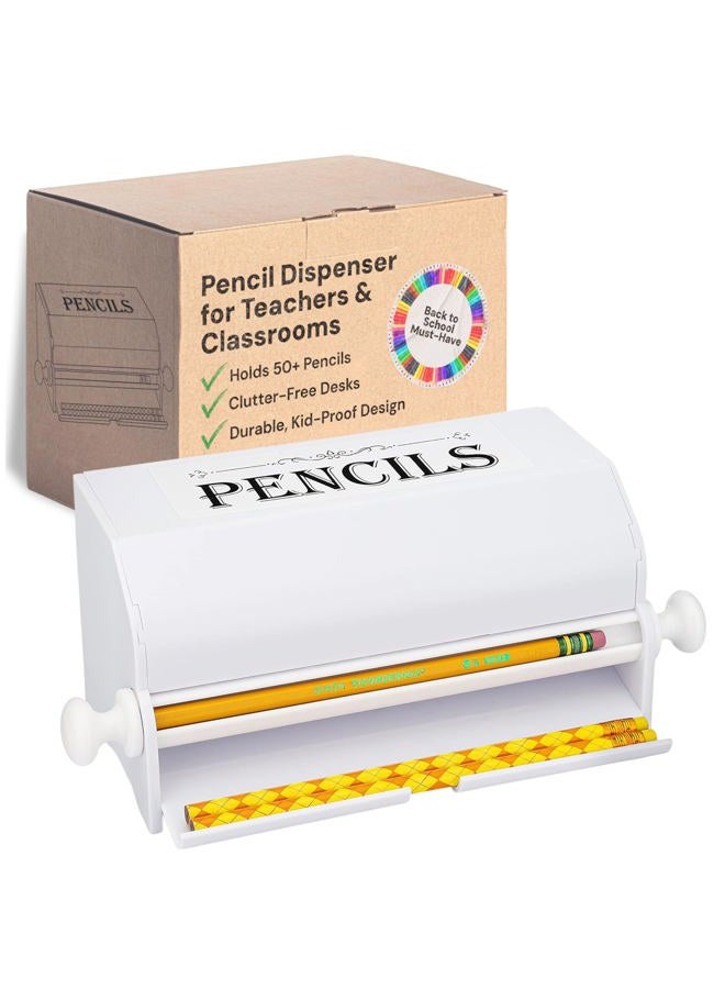 SimplyImagine Pencil Dispenser For Classroom, Home, Office Use or Teacher Gift, Durable Acrylic Rolling Knob Pencil Storage Box L10.50 x W4.25 X H6 Inches - Image 1