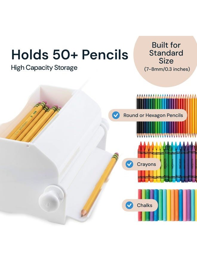 SimplyImagine Pencil Dispenser For Classroom, Home, Office Use or Teacher Gift, Durable Acrylic Rolling Knob Pencil Storage Box L10.50 x W4.25 X H6 Inches - Image 5